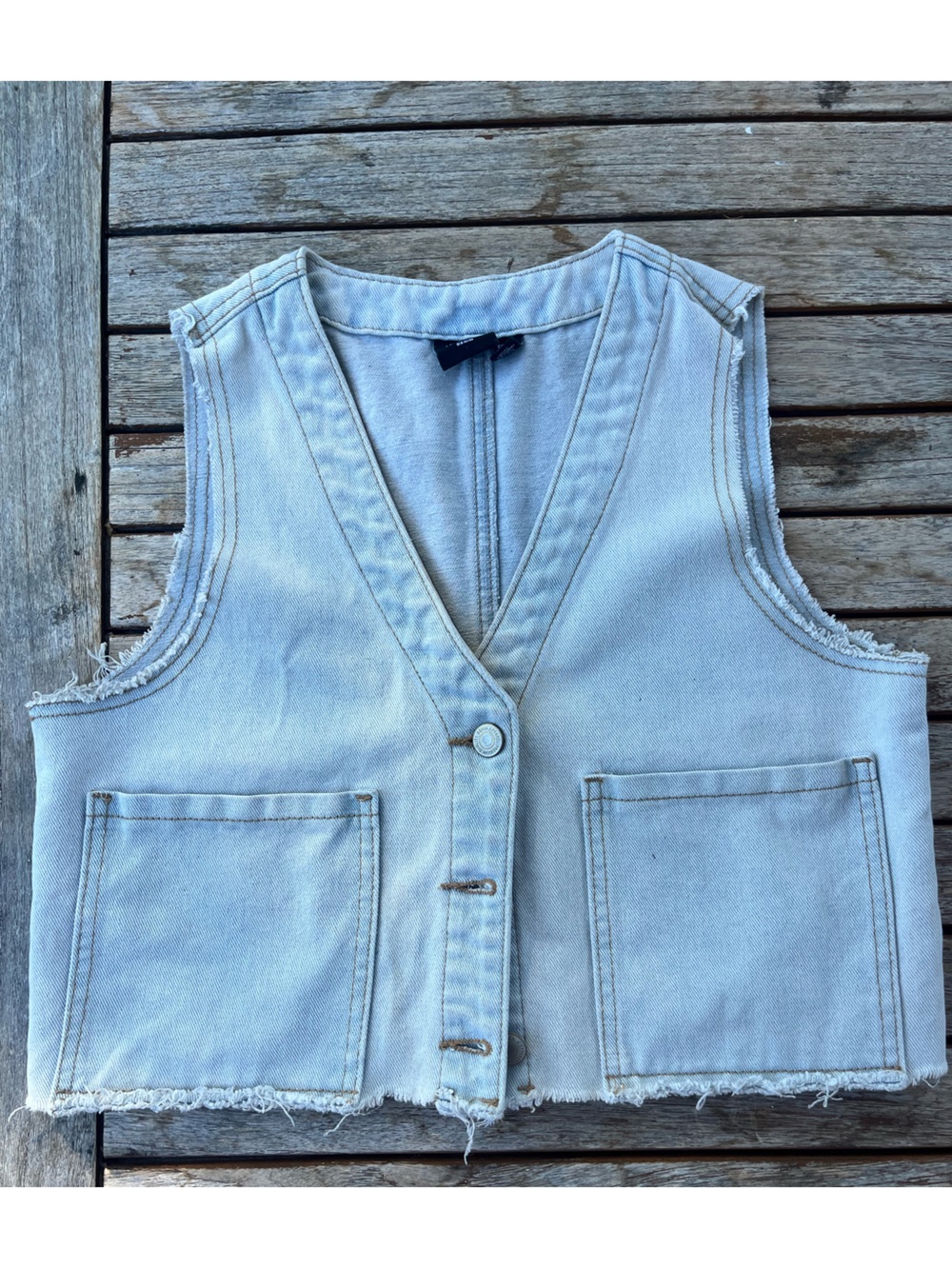 Vero Moda light blue denim crop vest